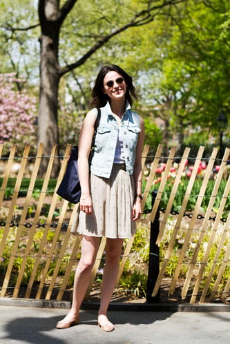 NYU_Jessica-Halper_gradschoolmedicine_Levi's-denim-vest_club-monaco-skirt