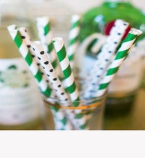 Patterned Paper Straws, $7 for 22, available at Cin Cin Vintage. Polka-Dot-Stripe-Strawsslide