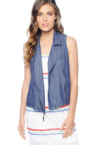 These Denim Vests Are About To Become Your Go-To Topper
