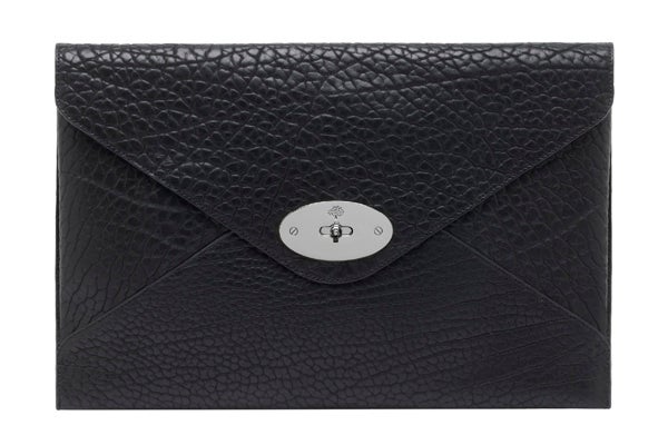 Oversized Willow Clutch Shrunken Calf Black-Nickel