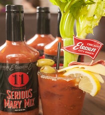 Eleven City Diner, Josh Kaplan: Bloody Mary
Rim pint glass with lime juice and celery salt.
Fill with Ice.
Add large celery stalk.
Add 2 to 3 squirts of cholula and worcestershire.
Add 3 oz of vodka.
Fill rest of the glass with Eleven City Diner Bloody Mary Mix.
Garnish with salami, swiss, olives, and lemon wedge.
Eleven City Diner, 1112 South Wabash Avenue (between 11th Street and Roosevelt Road); 312-212-1112
Photo: Courtesy of Eleven City Diner ELEVEN CITY DINER-BloodyMary