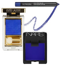 Cobalt Eyes
Cobalt eyes might sound crazy, but the color is so beautiful that we’re sure you’ll want to dive right in. Keep your chosen shade hyper-pigmented so that the look stays graphic, clean, and modern. “Line just below your bottom lash, blending into the lashes,” Cherman says. If you're using a shadow, wet an eyeliner brush before swirling it into the color to get a deep, more opaque application. Afraid of getting your feet wet on this one? Pair the look with natural face makeup, and the result will be refreshingly minimal, yet aquatic cool.
Sephora Collection Waterproof Contour Eye Pencil in My Boyfriend's Jeans, $9, available at Sephora;
Estée Lauder Pure Color Gelée Powder Eyeshadow in Fire Sapphire, $24, available at Estée Lauder;
NARS Single Eyeshadow in Outremer, $24, available at Bloomingdale's.
cobaltBlue_eyes