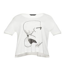 The most iconic ponytail in fashion graces this perfectly slouchy tee. Karl Lagerfeld Jacinda Sketch Tee, $109, available at Karl Lagerfeld. Karl-Lagerfeld-3
