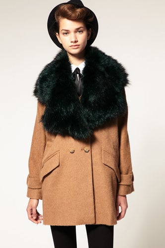 faux fur camel coat