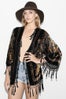 Silk Deco GYPSY VELVET Burnout Draped KIMONO beaded Fringe Dress Jacket -americanarchive - 17.65