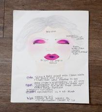 For this look, Evans focused on the color, choosing a vivid fuchsia for the lids and lips, which was accented by hints of purple and some funky faux lashes. 02_HalloweenLook1