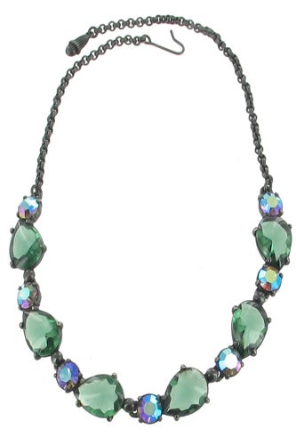 Elsa Schiaparelli Vintage Blackeneed Green Necklace-ellisantique-$1,200