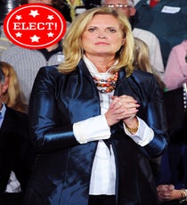 A risk-taker in her own right, Ann Romney knows a thing or two about creating sartorial drama. This navy jacket combines shine, texture, a rich hue, and a striking cut without being too over-the-top flashy for a future first lady.
Photo: RexUSA 01_elect_drama