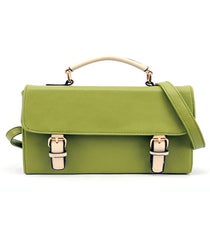 A prepster carryall in the new go-with-everything neutral.
Romwe Simple Style Buckle Green Bag, $76.99, available at Romwe
. Romwe bag