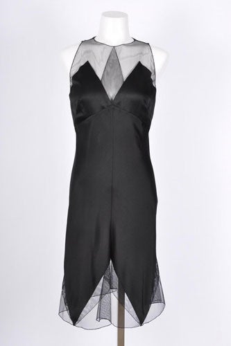 Karl-Lagerfeld-Black-Silk-Sleeveless-Dress