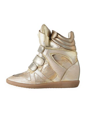 Gold hot sale wedge sneakers