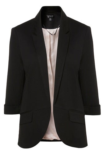 Topshop Ponte Rolled Sleeve Blazer